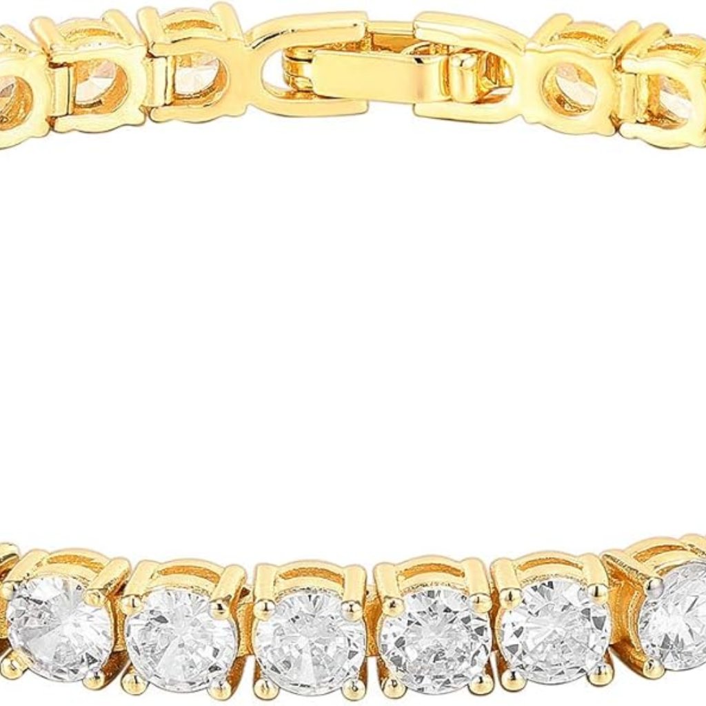 14k Gold Plated Cubic Zirconia Classic Tennis Bracelet | Gold Bracelets For Wome